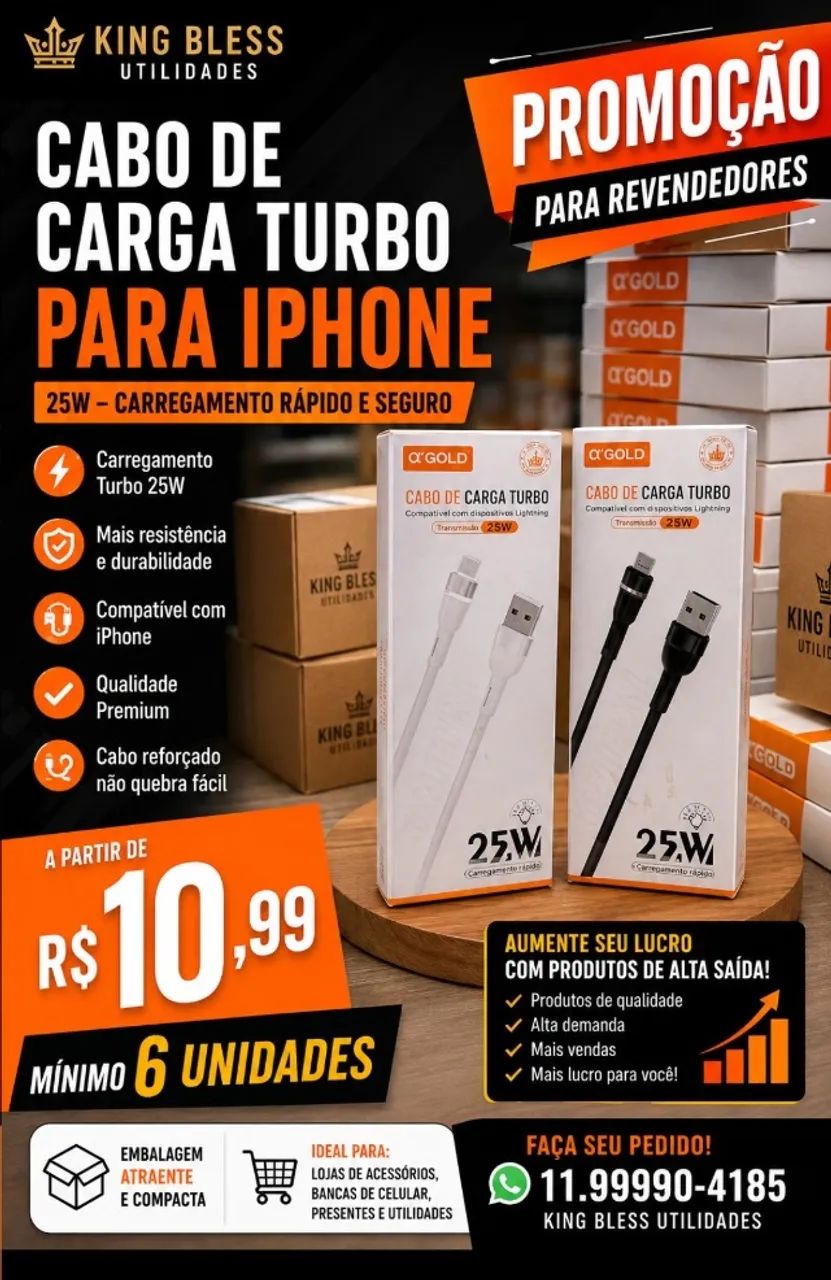 CABO USB Carregador Turbo IPHONE e Tipo C - Foto 3