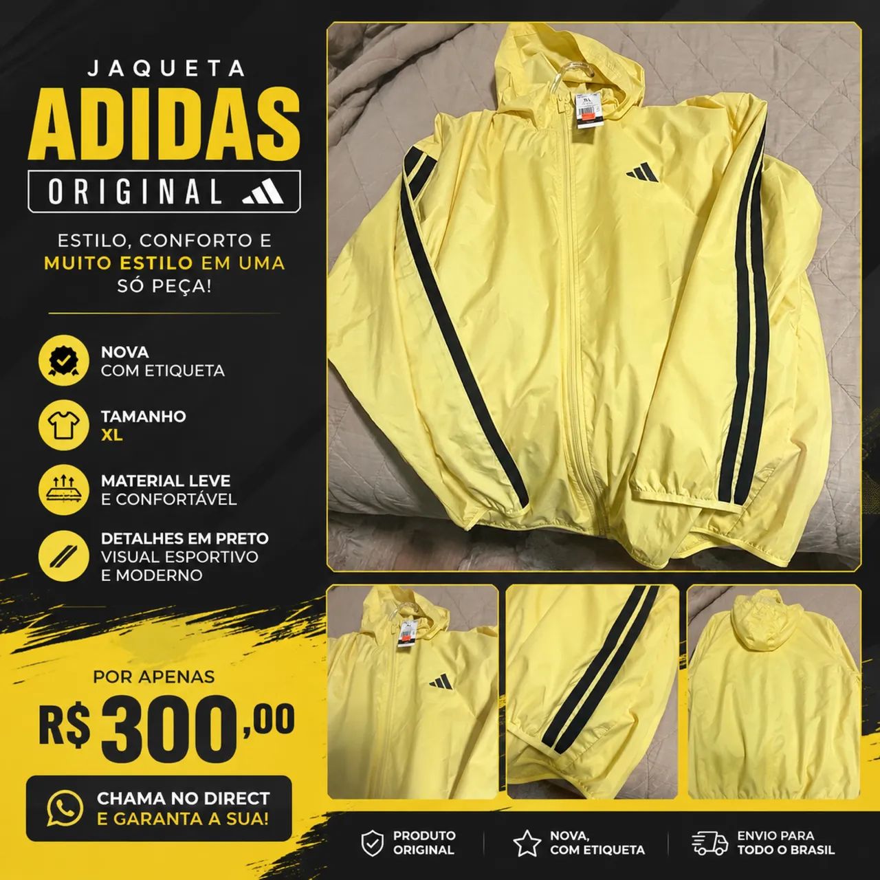 Corta vento Adidas nova sem uso