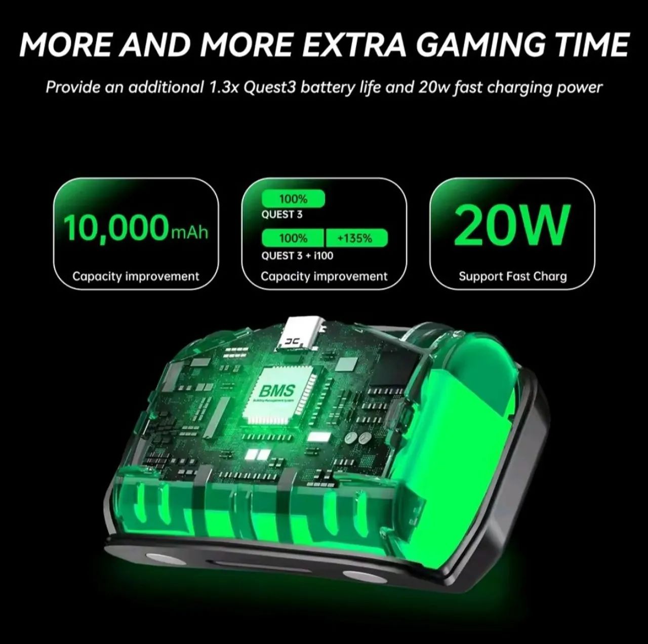 Metaquest 3 + Alça GomrVR S3 e bateria extra de 10000mah com pouco uso. - Foto 4