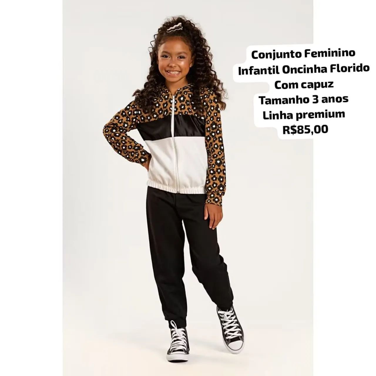 Conjunto Feminino Infantil Oncinha Florido linha premium luxo 