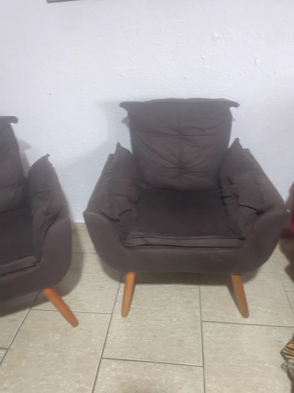 Kit 2 Poltronas Premium Luxo Cadeira Decorativa Sala Castanho - Foto 3