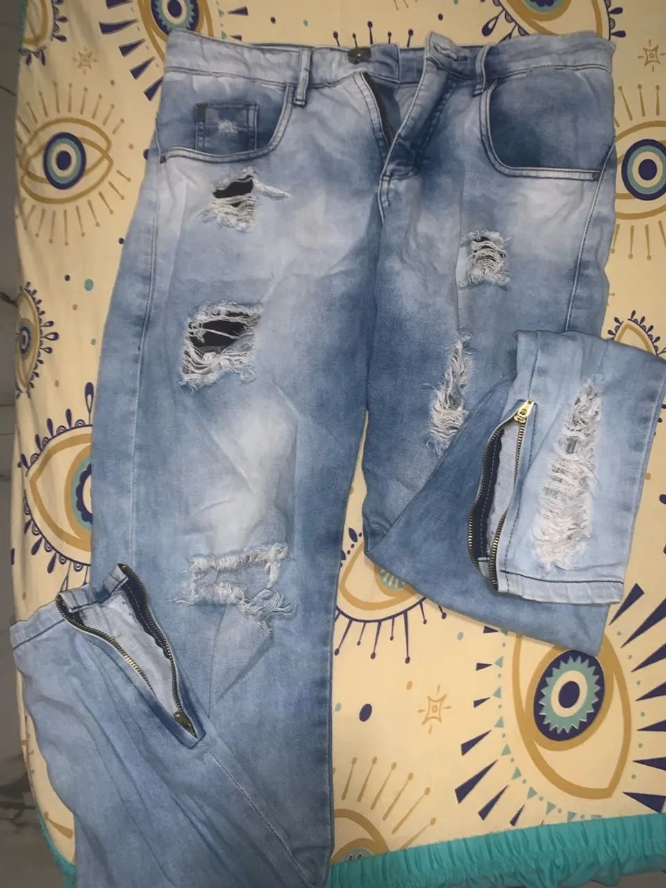 calça modelo jeans jogador azul claro 