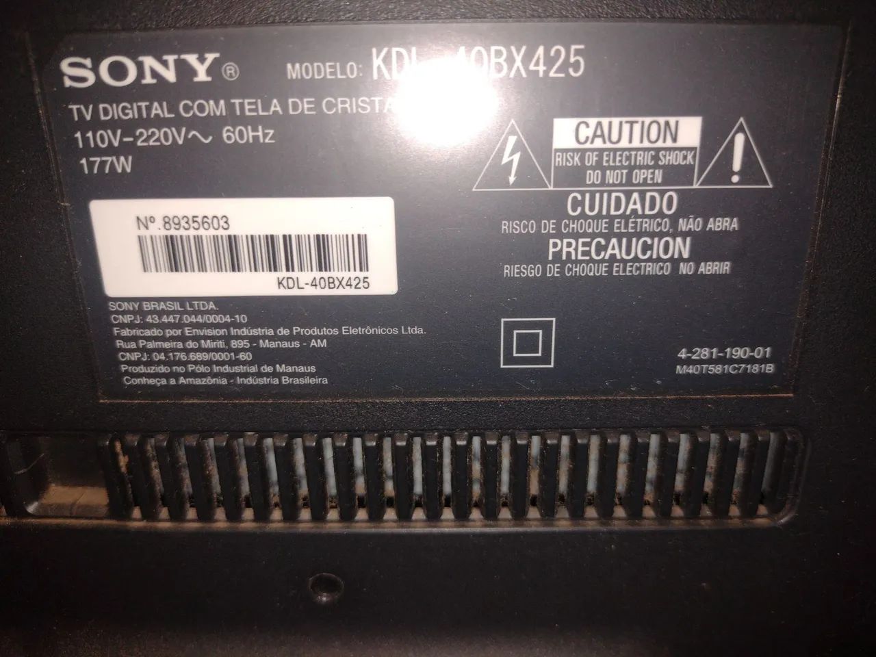 Tv Sony  40  polegadas com defeito  - Foto 3