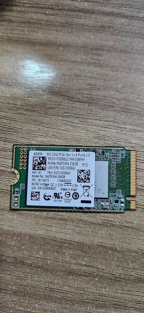 SSD NVME 256Gb Adata saúde 100% (Entrego)