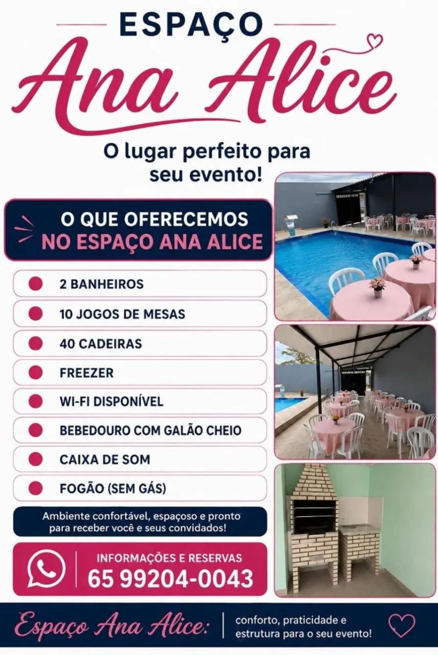 Espaço de Festas bairro:Altos da gloria.