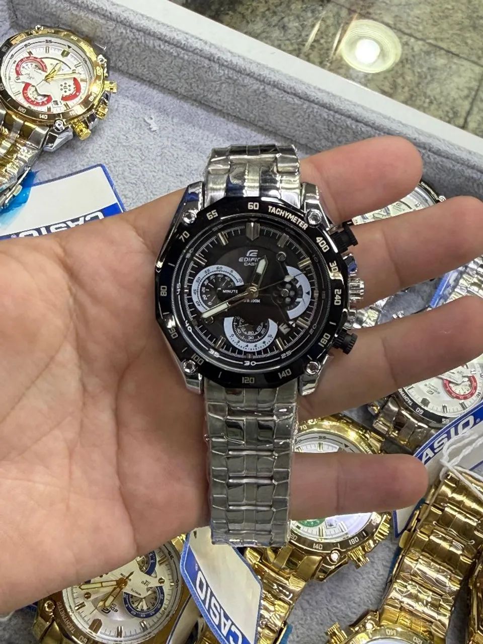 Relógio Estilo Casio Edifice Funcional - Aço Inoxidável com Calendário Funcional - Foto 5