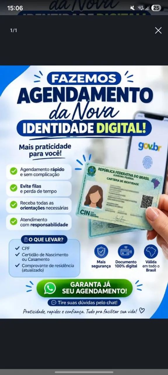 Agendamento de identidade (nova cin)