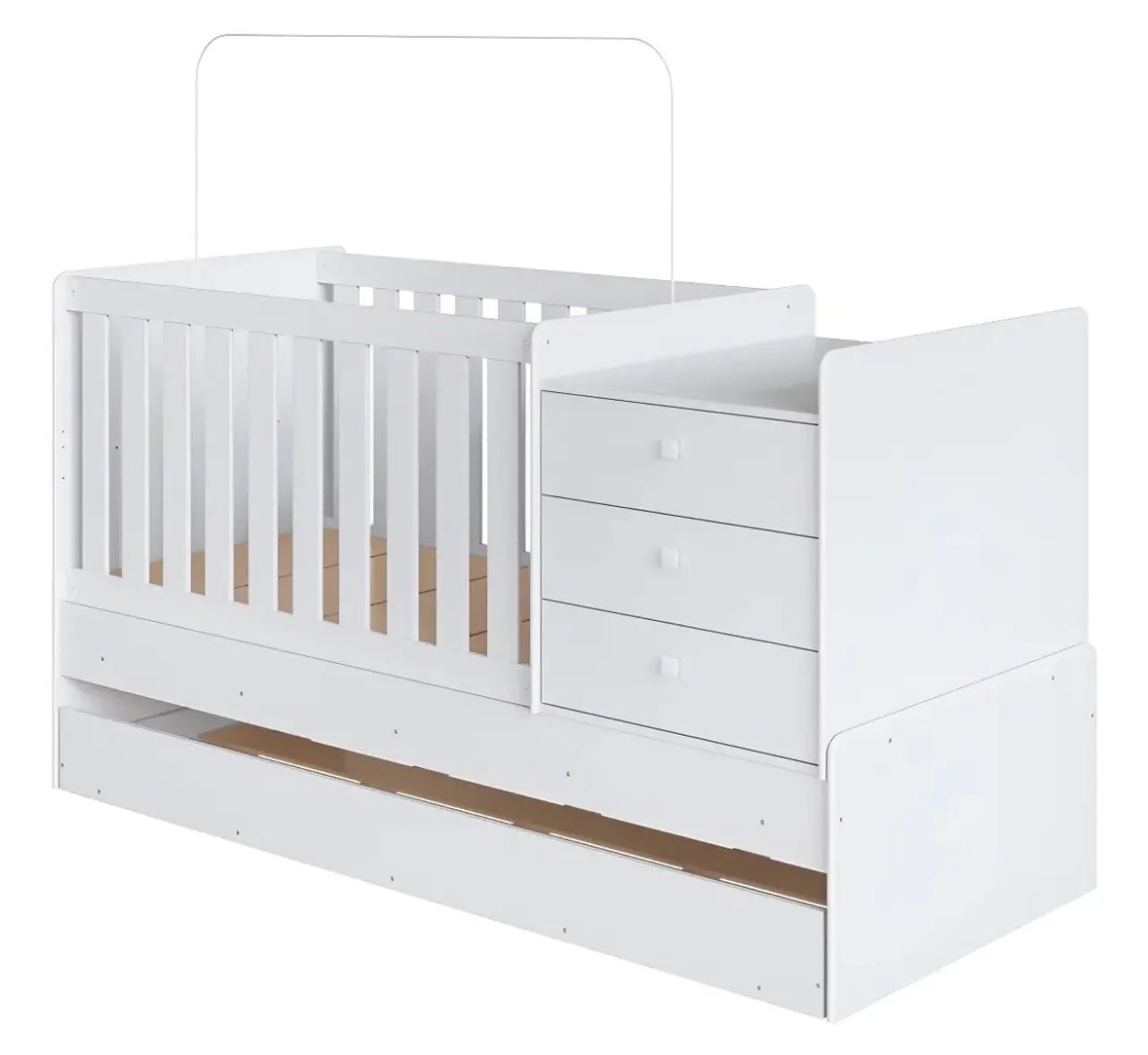 Berço com cama auxiliar + colchão 