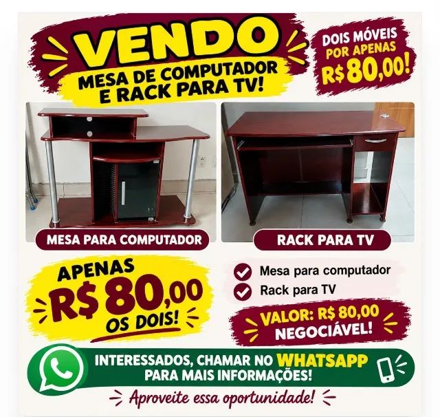 Mesa escritório e rack 