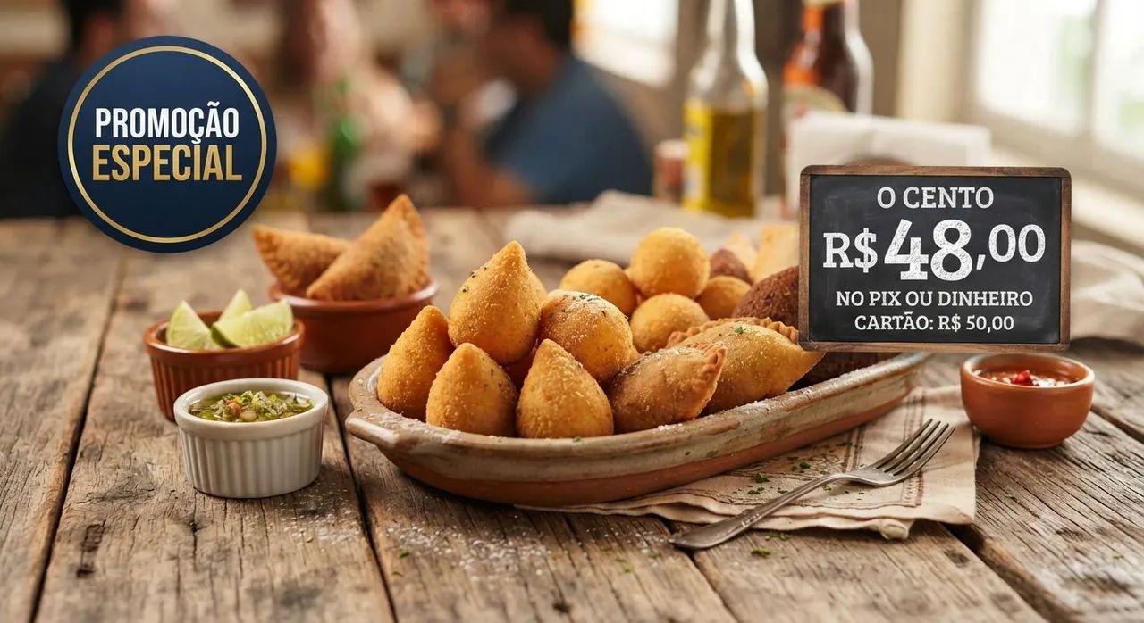 Salgadinhos para Fritar - Crocantes e Deliciosos - O cento R$ 48,00