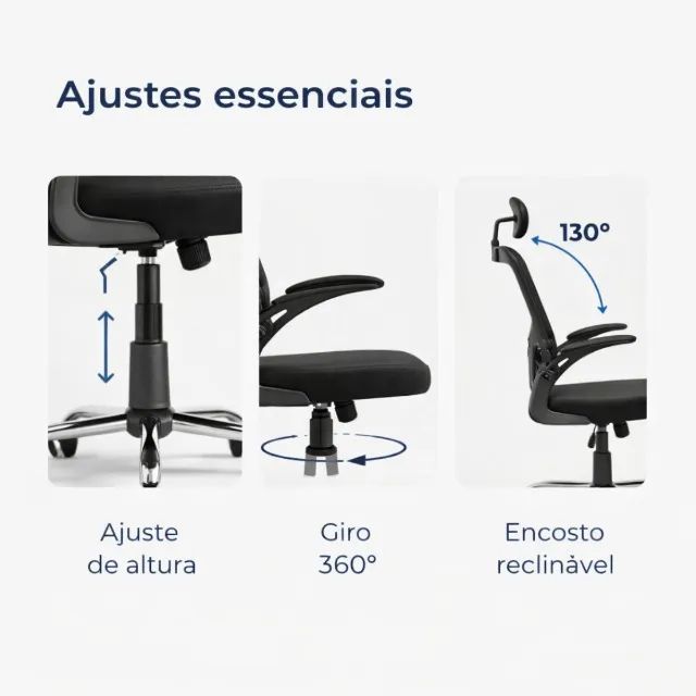 Cadeira Ergonômica de Escritório Giratória Malha Mesh Respirável - Foto 4