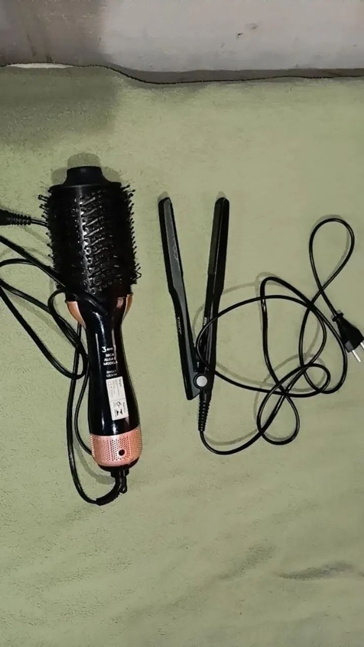 Cabelo , chapinha e escova secadora de cabelo 