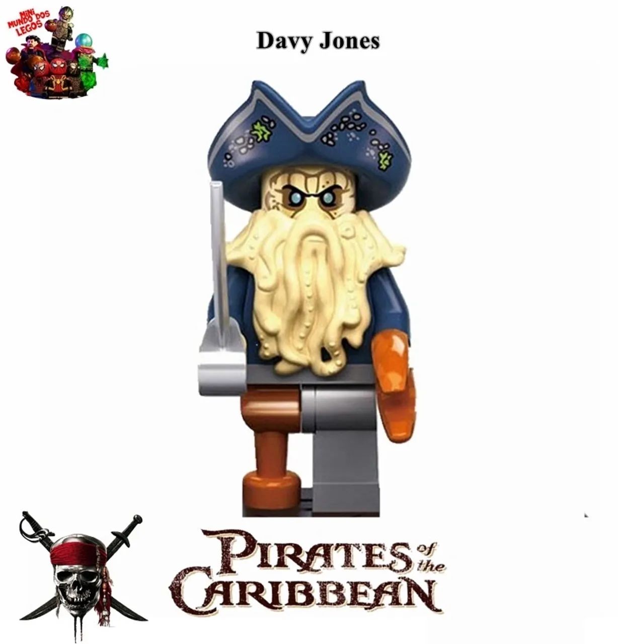 Blocos de montar Jack Sparrow e Davy Jones Mini Figures 2x1 - Foto 3