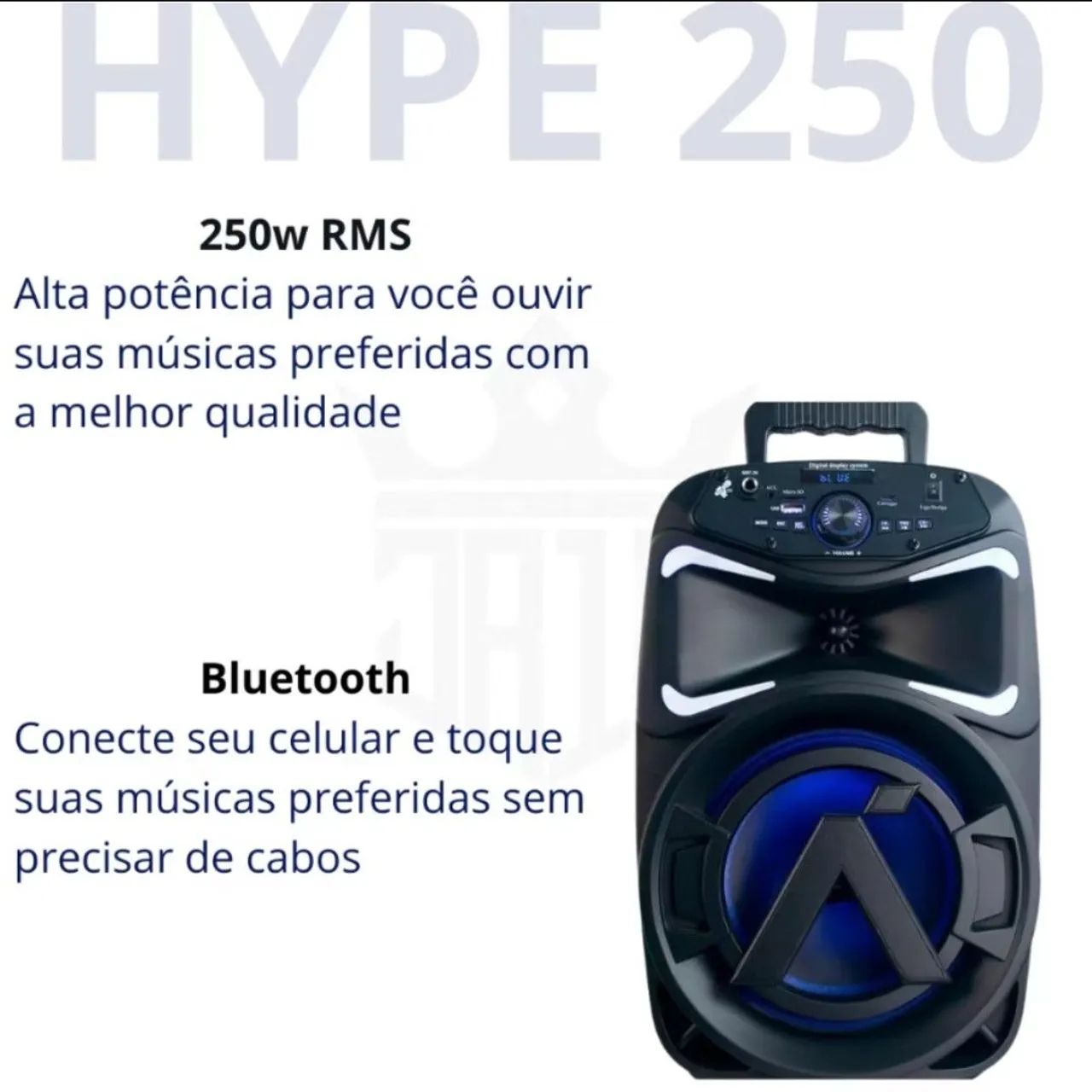 Caixa de Som Portátil Hype 250w Bluetooth Aquário HP250 Woofer 8 Bivolt com Alça - Foto 5