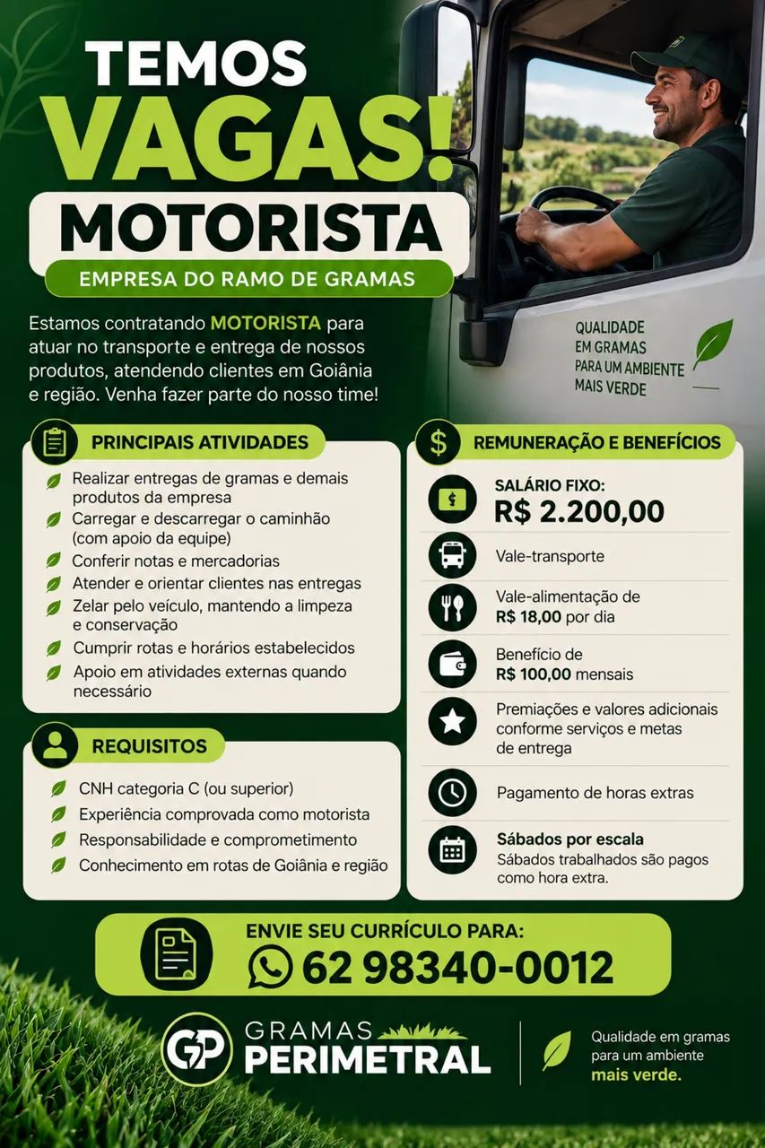 Vaga para motorista 