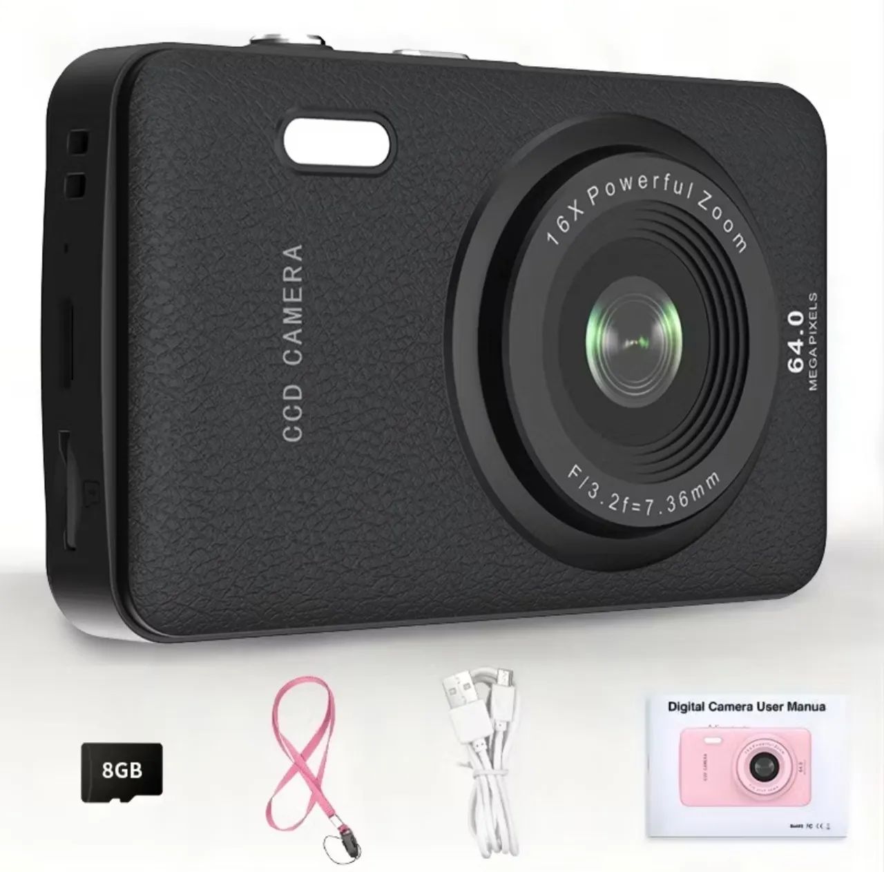 Câmera digital HD 1080P (2,4 polegadas, com zoom 16x e 44MP)