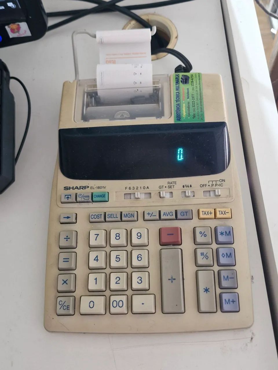 Calculadora de Mesa com Impressora Sharp EL-1801V - Seminova / Perfeito Estado