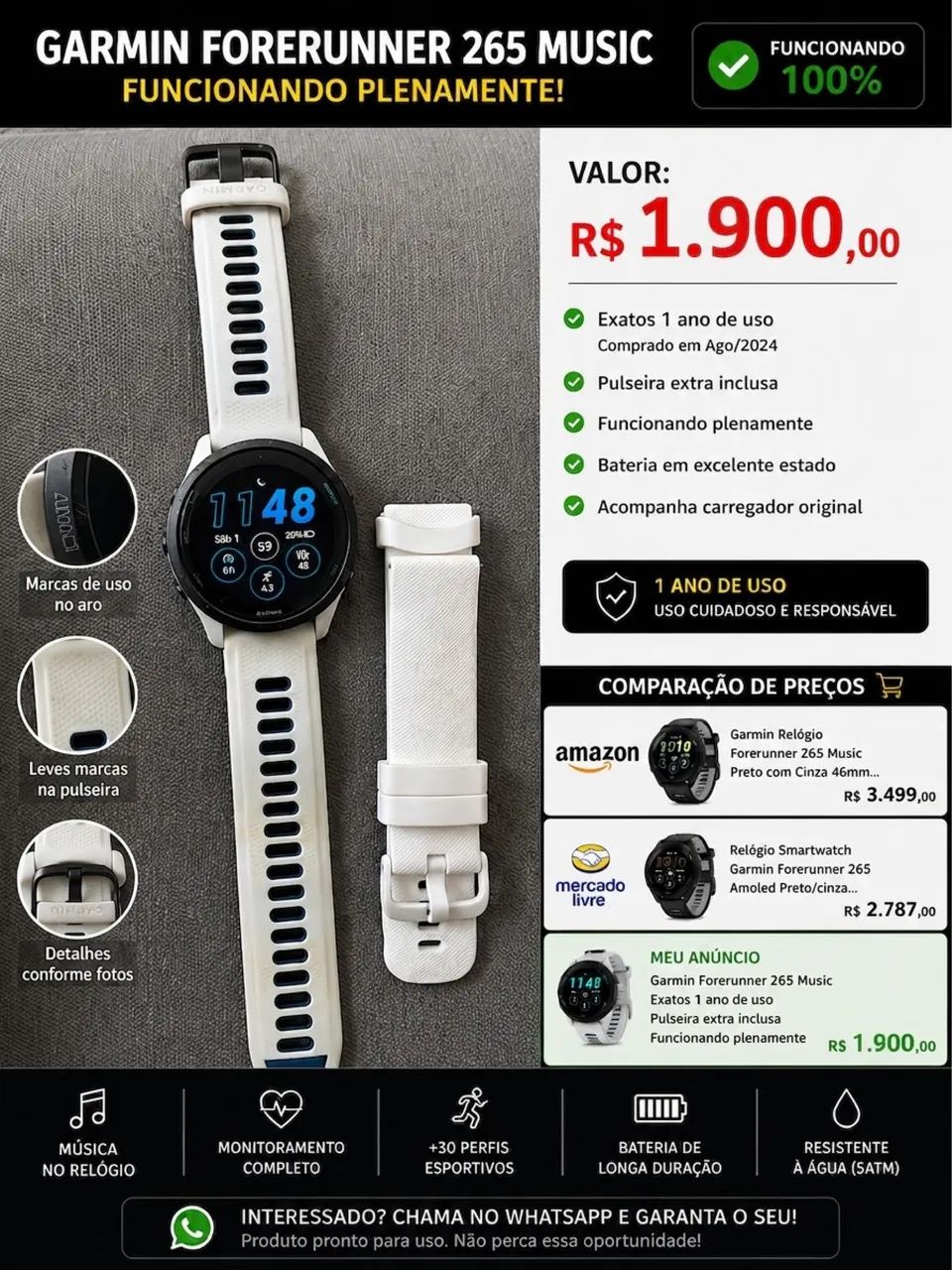 Relógio Garmin FR 265 