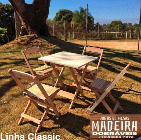 Mesas e cadeiras de madeira dobráveis 70x70 - 120x70 e Bistrô! Novos com garantia!! - Foto 3
