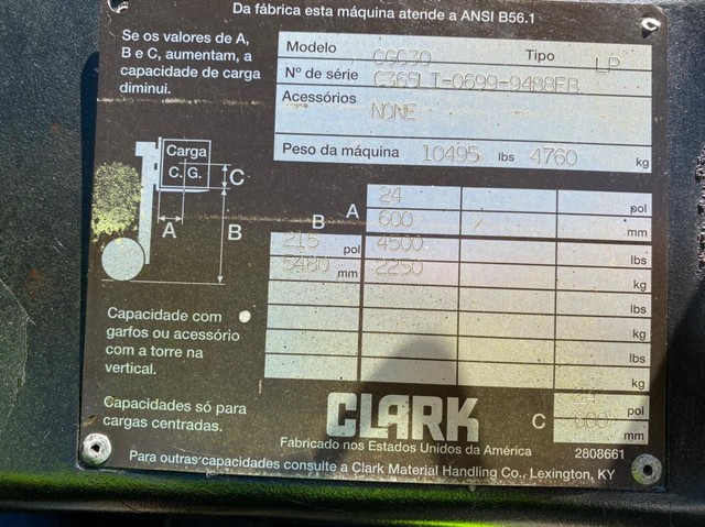 Empilhadeira Clark 2,5 T CGP30
