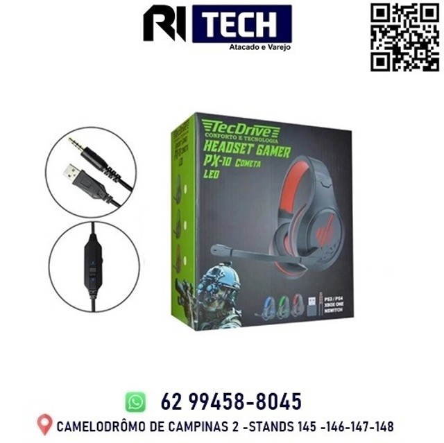 Fone Headset Gamer PX-10 Cometa Led PS3/PS4/ Xbox One e nswitch TecDrive