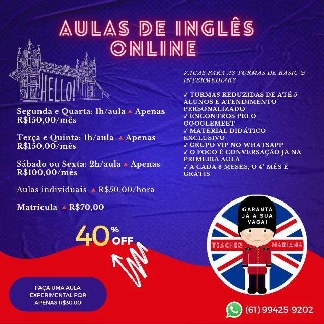 Aulas de Inglês On-line. Garanta já a sua vaga!