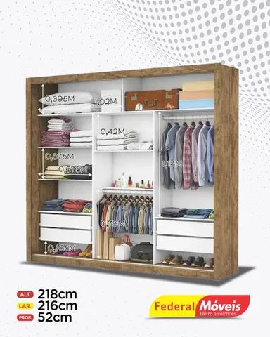 Guarda Roupa c/ Espelho 3 Portas 4 Gavetas Direto da Fabrica Promoção - Foto 2