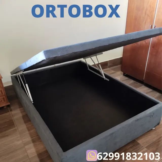 Base Box Baú Casal inteiro com pistões hidraulicos