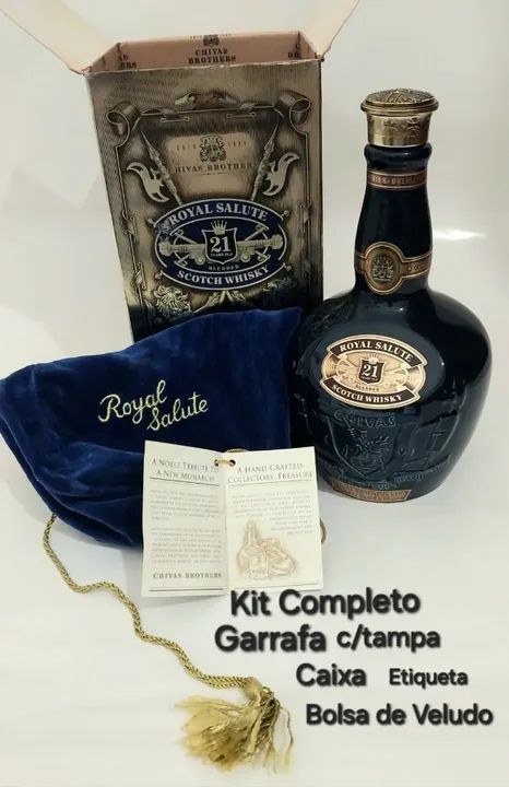 kit completo, garrafa vazia. Scoth Whiski Royal Salut 21 anos- Chivas Brothers 