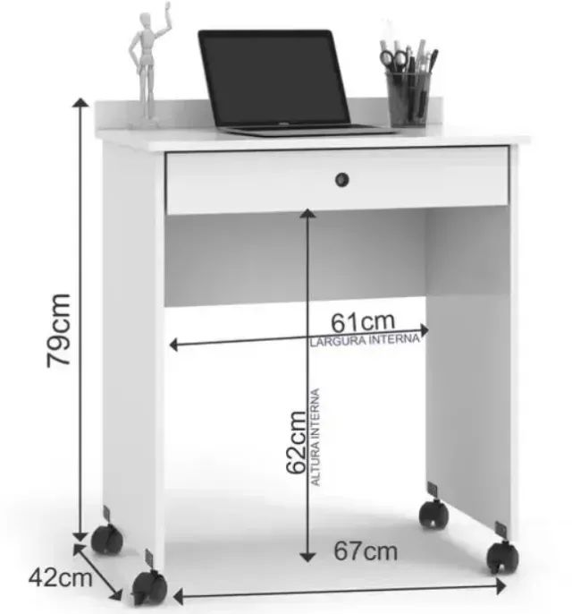 Mesa para Computador ou Notebook com Gaveta Branca - PROMOÇÃO - Foto 2