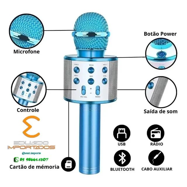 Microfone Karaokê Bluetooth com Efeito de Voz - Foto 2