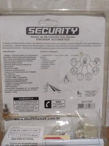 SENSOR de MOVIMENTO c/ ALARME e DISCADOR AUTOMÁTICO MULTILASER SECURITY  (NOVO/LACRADO) - Foto 2