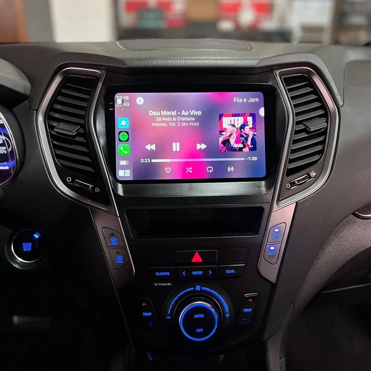 Multimídia Hyundai Santa Fe 9 polegadas Carplay sem fio Android auto 