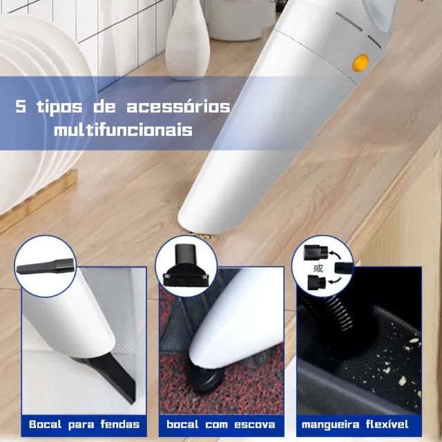 Aspirador De Pó Portátil De Mão 5 Em 1 Automotivo 12V Para Carro 120W Potente - Foto 4