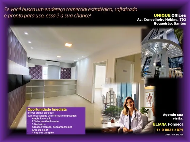 Sala Comercial Venda Unique Offices Santos Boqueirão