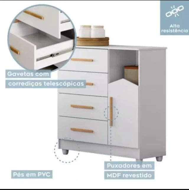 Cômoda infantil De 97Cm De Altura DIVIDIMOS EM ATÉ 10X SEM JUROS - Foto 3