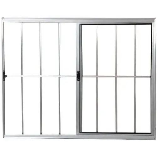 janela de aluminio 2 folhas linha 14 com grade brilhante