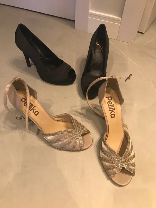 Sapato de festa rosé com brilho
