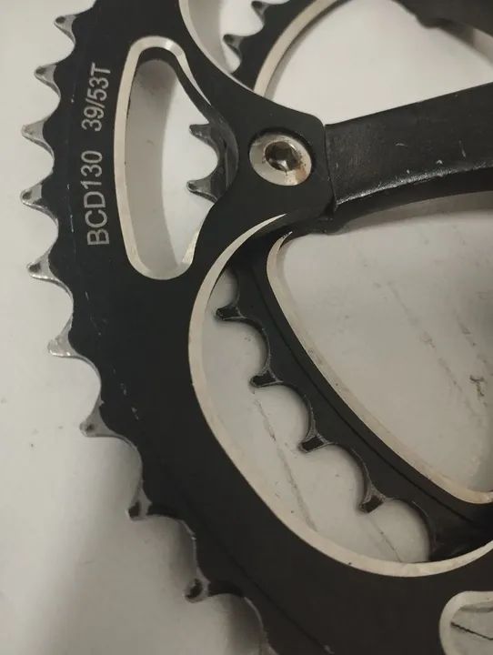 Jogo de Pedivela Vicinitech 53/39 BCD 130mm 172,5mm Preto Usado - Foto 5