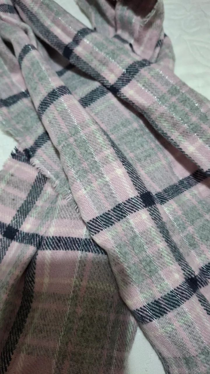 Cachecol xadrez rosa e cinza - Foto 5