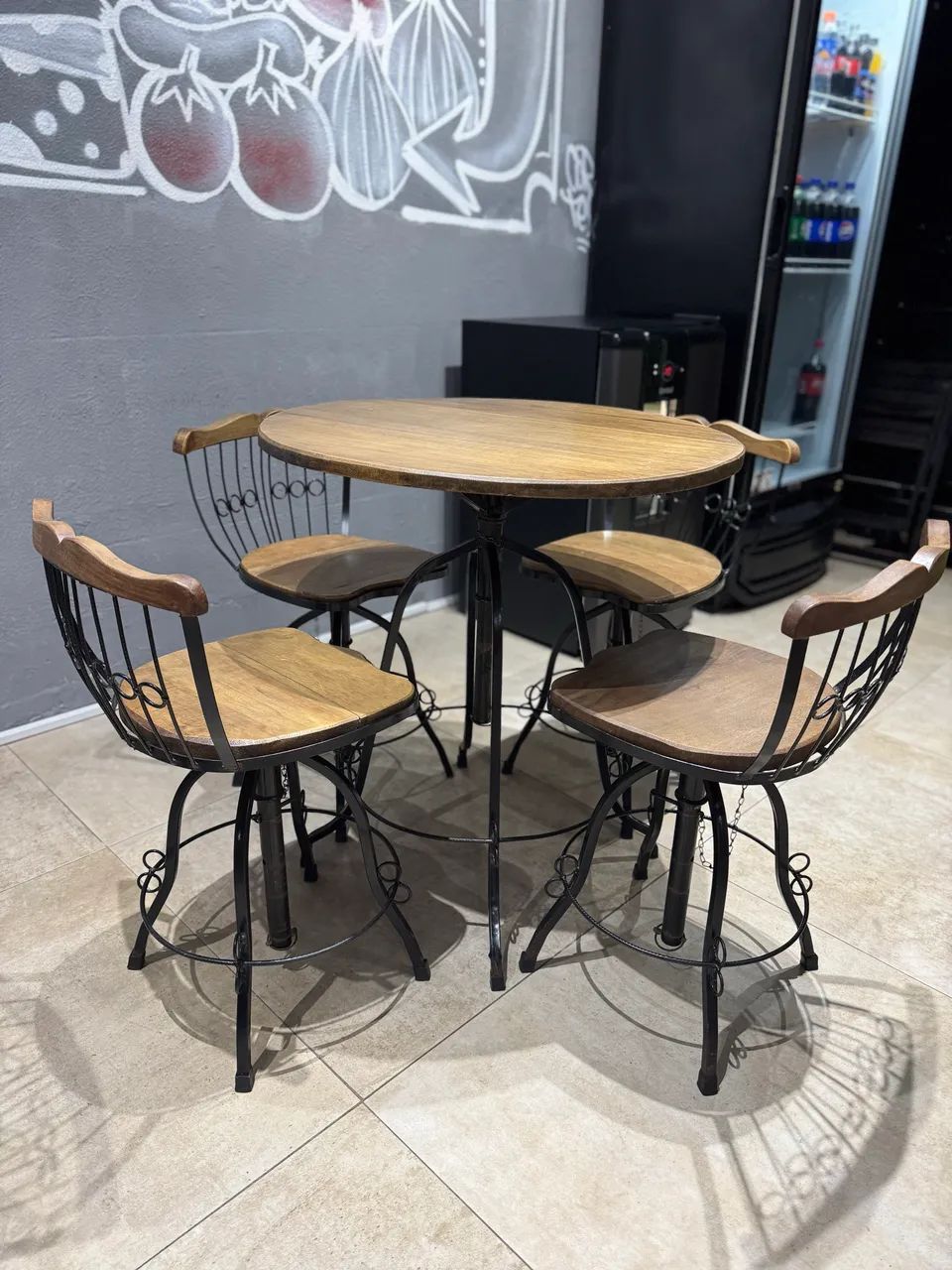 Jogo De Mesa Rústica Bistrô com 4 Banquetas64166926784642123