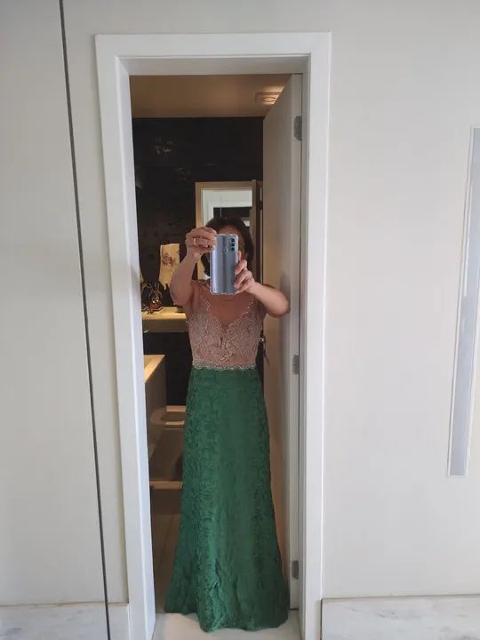 Vestido de festa longo verde 