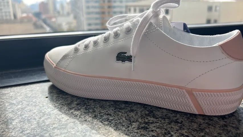 Tênis Lacoste Gripshot Bl Em Couro Feminino - Branco+Pink - Foto 4