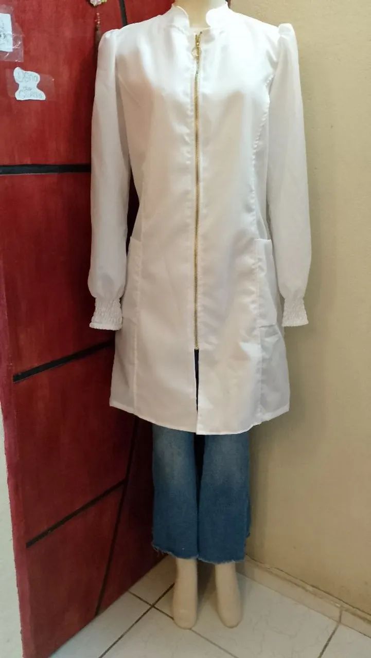 Jaleco Branco com Zíper - Novo - Foto 2