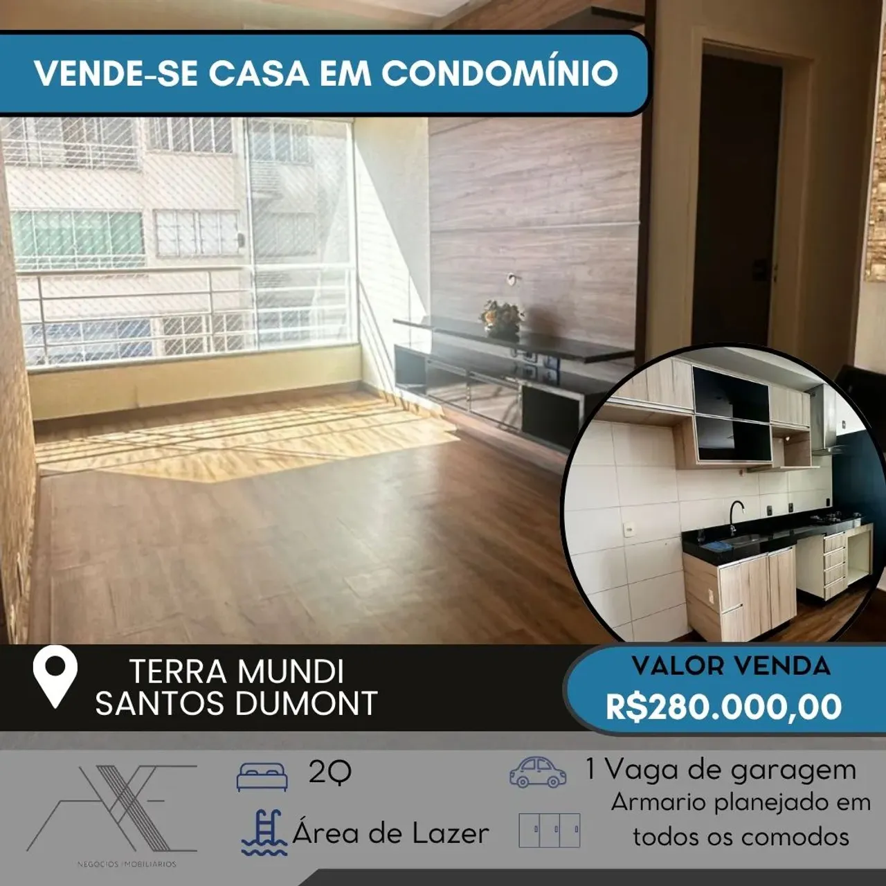 Imóvel para venda possui 61 metros quadrados com 2 quartos