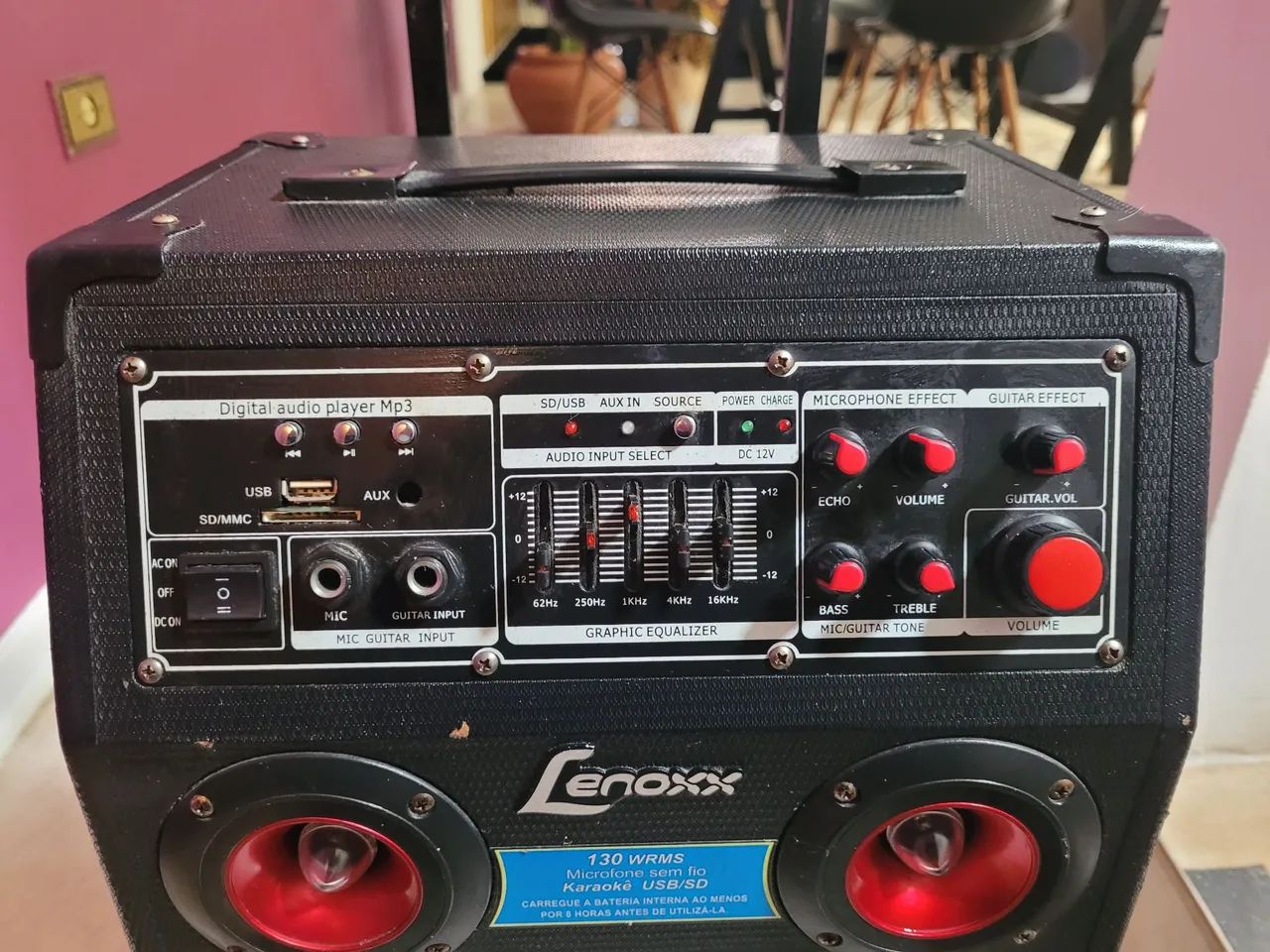 Caixa de Som Lenoxx 130W RMS com Bluetooth, Microfone e Karaoke - Foto 2