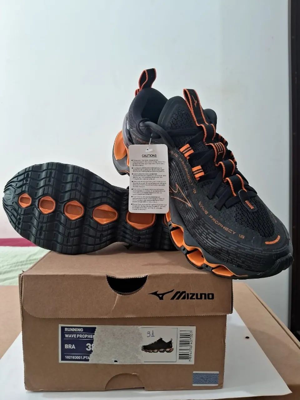 BAIXOU! Mizuno Wave Prophecy 13 Preto+Laranja Número 38 NOVO ORIGINAL COMPRADO NA MIZUNO! - Foto 2