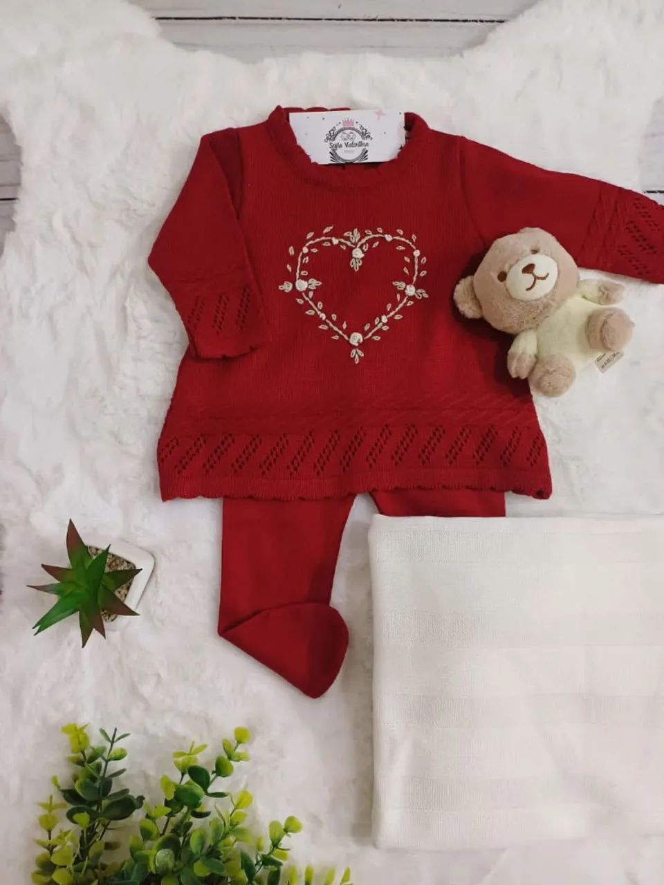 Saída de maternidade para bebê menina - 0 a 3 meses manta vestido calca