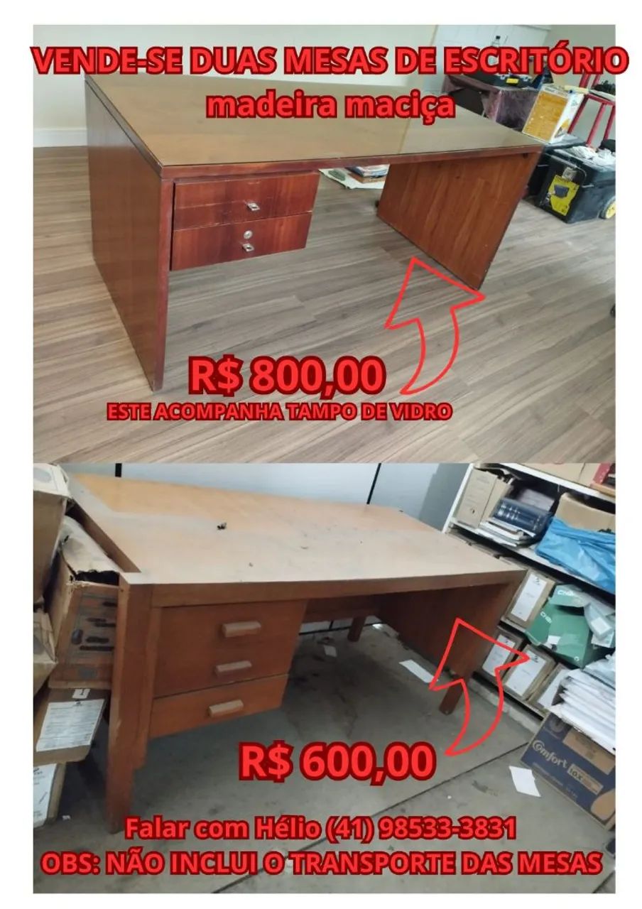 Mesa de madeira maciça para escritório 