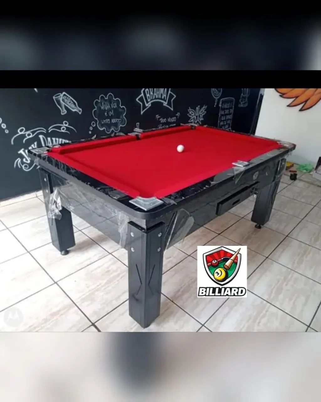 Sinuca Comercial Preta Pano Vermelho  - Foto 3
